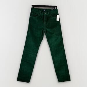 NWT GAP Kids Boys 10 Reg Stretch Corduroy Pants Green Soft Washwell Straight Leg